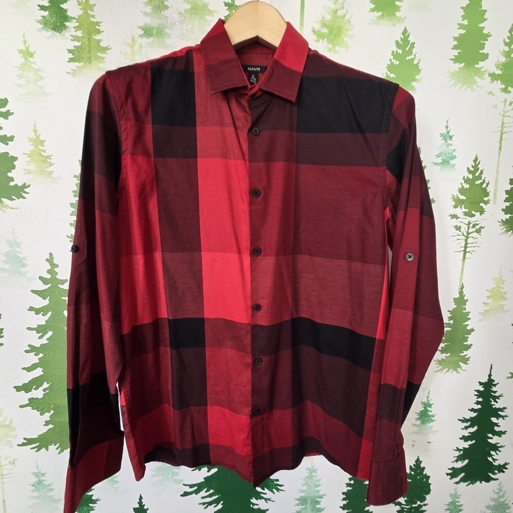 Alfani Men's Bold Red and Black Plaid Shirt